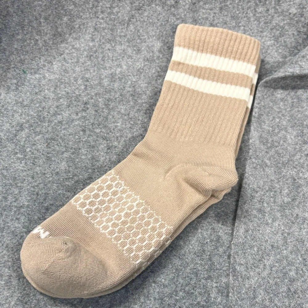 Bombas natural vintage stripes Beige Ribbed   Socks with White Stripes L
